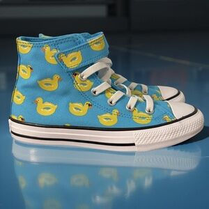 Converse Kids High-Top Sneakers - Blue with Yellow Duck Print